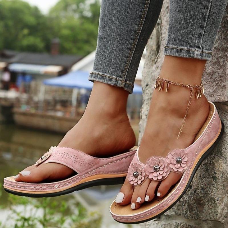 Women's Summer New Slippers Women's Three Flower Slippers Platform Flip Flop Flip Flop Beach Flip Flop Women's Sandals