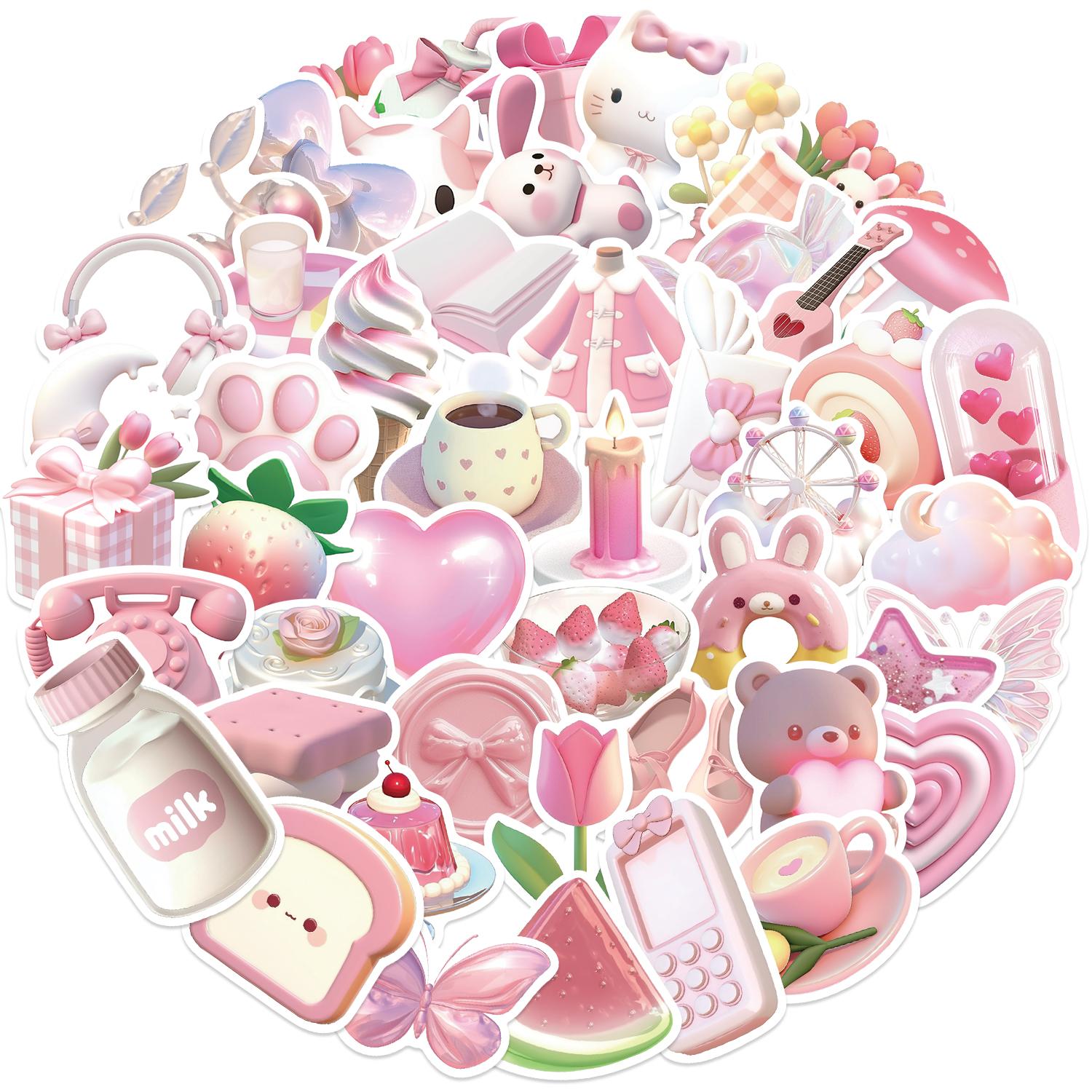 50 Stück Koreanischer Ins-Stil Rosa Cartoon-Aufkleber Niedliche Decals Gepäck Skateboard Niedlich DIY Cool Graffiti Mädchen Aufkleber