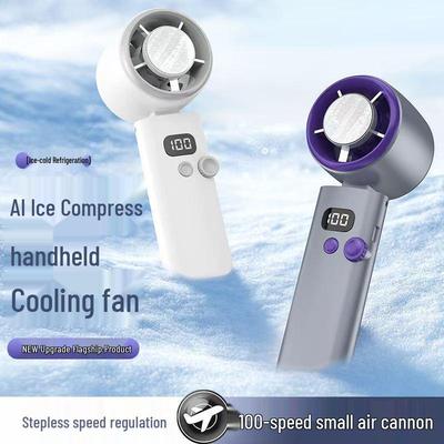Rechargeable Handheld Portable Fan with Digital Display and High-Speed Air Cannon