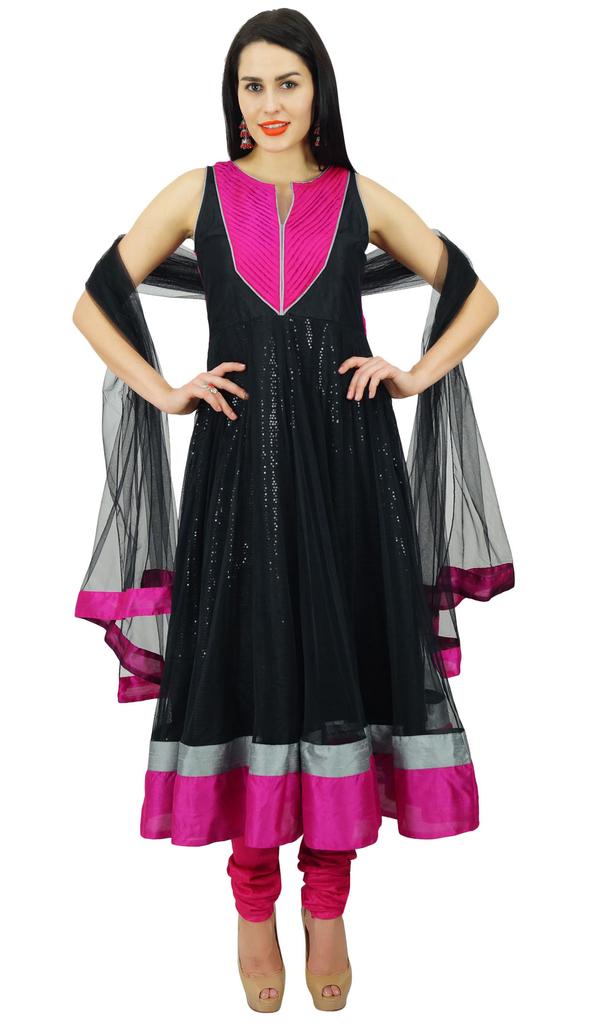 Atasi Womens Readymade Black Anarkali Suit With Dupatta Salwaar Kameez