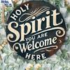 2D Flat Classic Wooden Welcome Sign "Holy Spirit, You Are Welcome Here",  Vintage Home Decor Wall for Bar Kitchen,  Home Decor