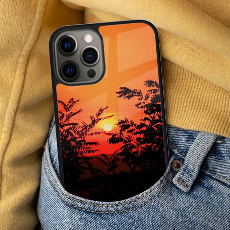 Sunset Silicone Soft Phone Case for iPhone 17 Air 16e Pro max 15 Pro 13 14 Plus 11 12 MagSafe Magnetic Coque