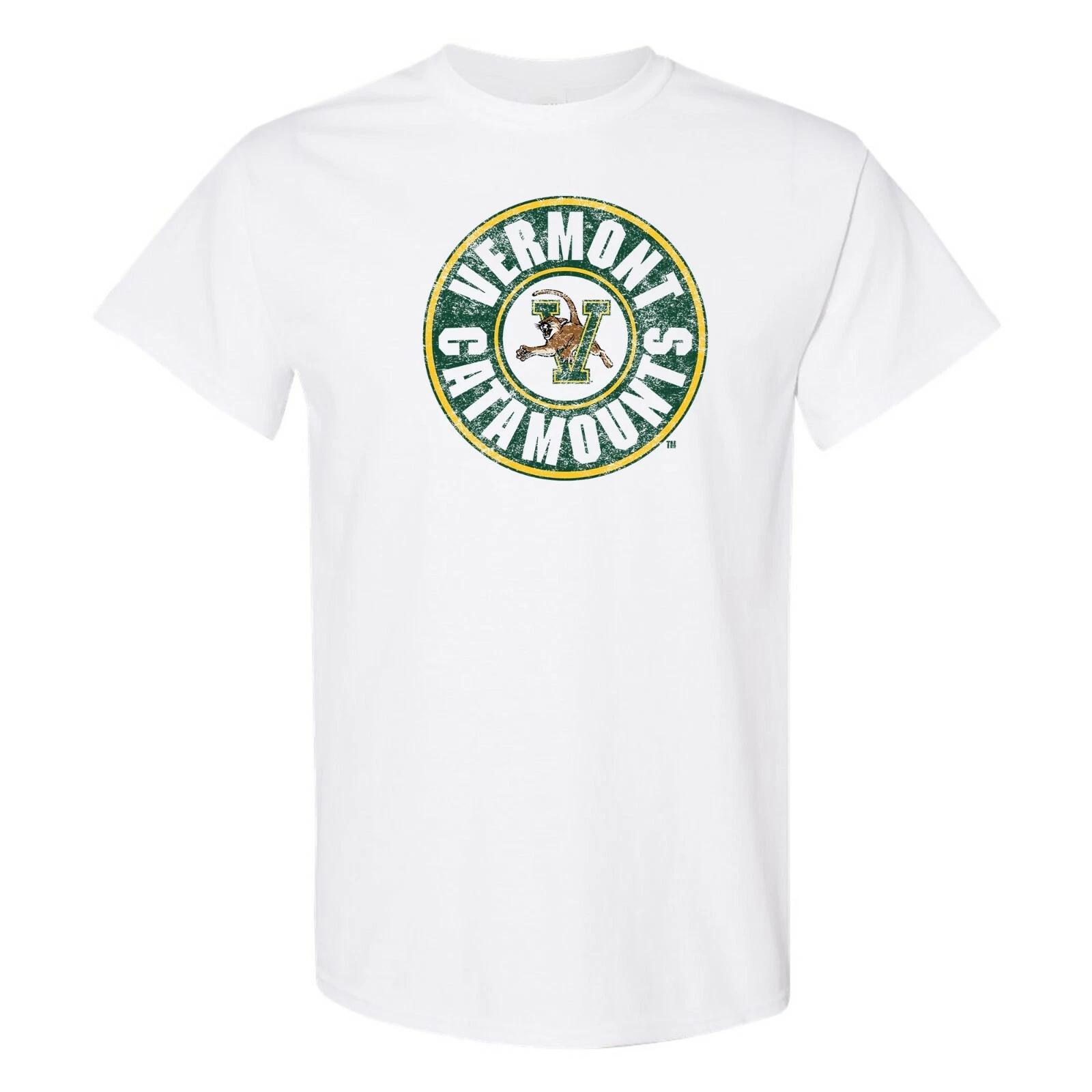 Vermont Catamounts Distressed Circle Logo T-Shirt - White XL