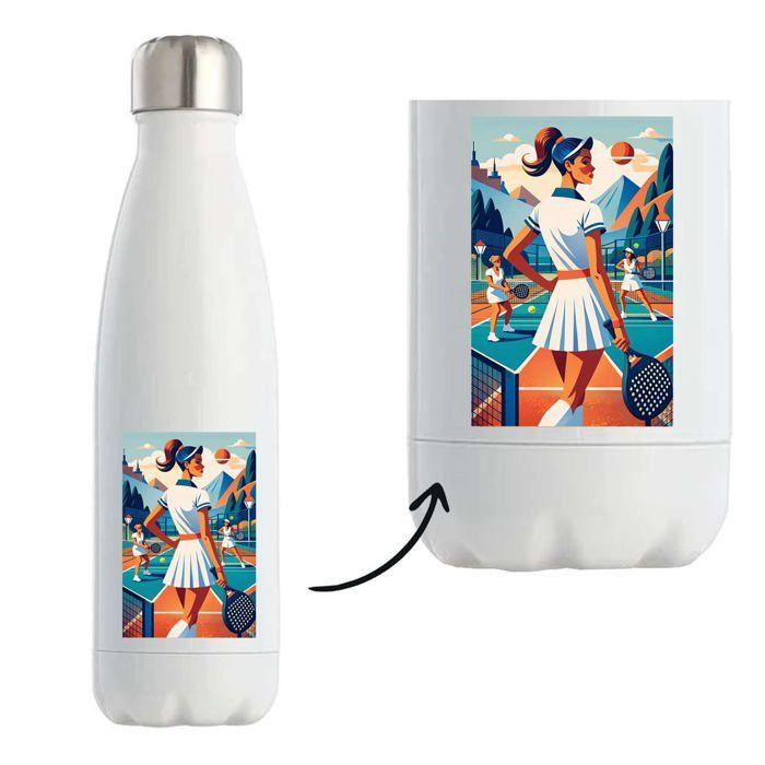 Insulated Bottle - PLANETEE - Women's Padel Illustration - 500 Ml - Double-walled Stainless Steel - Keeps Cold 24h/hot 12h
