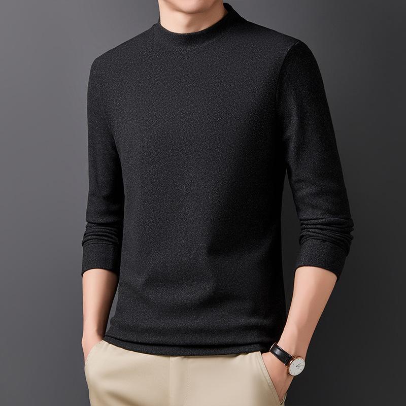 

Мужская футболка с короткими рукавами и воротником-стойкой, осенняя новинка, молодежная футболка с длинными рукавами в корейском стиле из нанофлиса, однотонная толстовка для мужчин 3XL