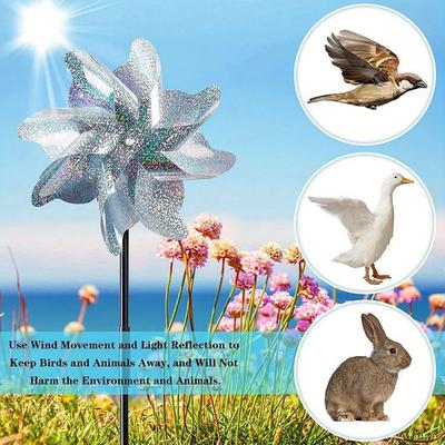 6pcs Shiny Windmill Garden Decor, Bird Protection for Yards, Farms and Balconies, for Vegetable Gardens and Outdoors
