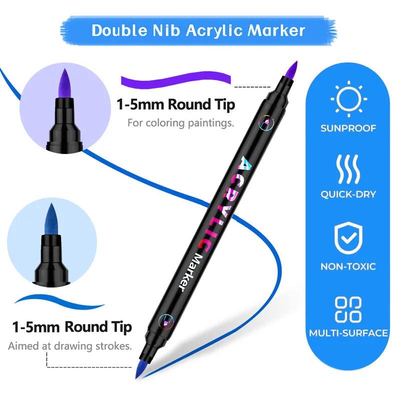24/48/72 color Double-head Different Color Acrylic Children's Special Drawing Quick-drying  Non-fading  Stackable  Markers
