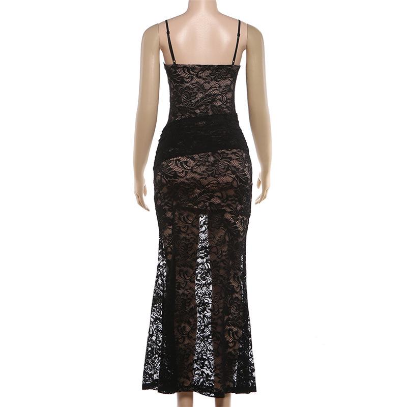 European Style 2026 Spring Lace Camisole High-Waist Slim Sexy See-Through Dress for Women