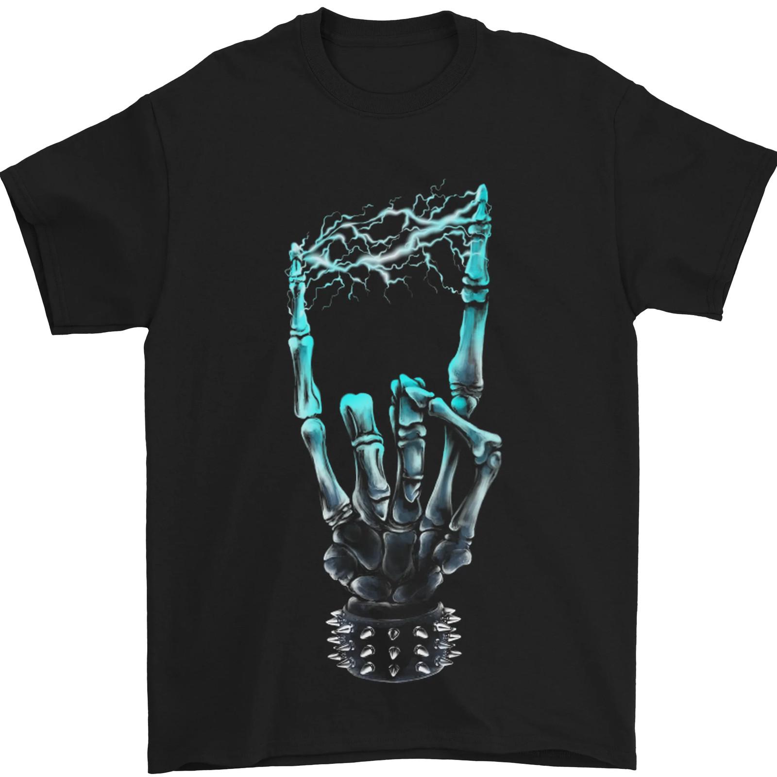 Electric Rock Music Hand Guitar Heavy Metal Mens T-shirt Cotton M