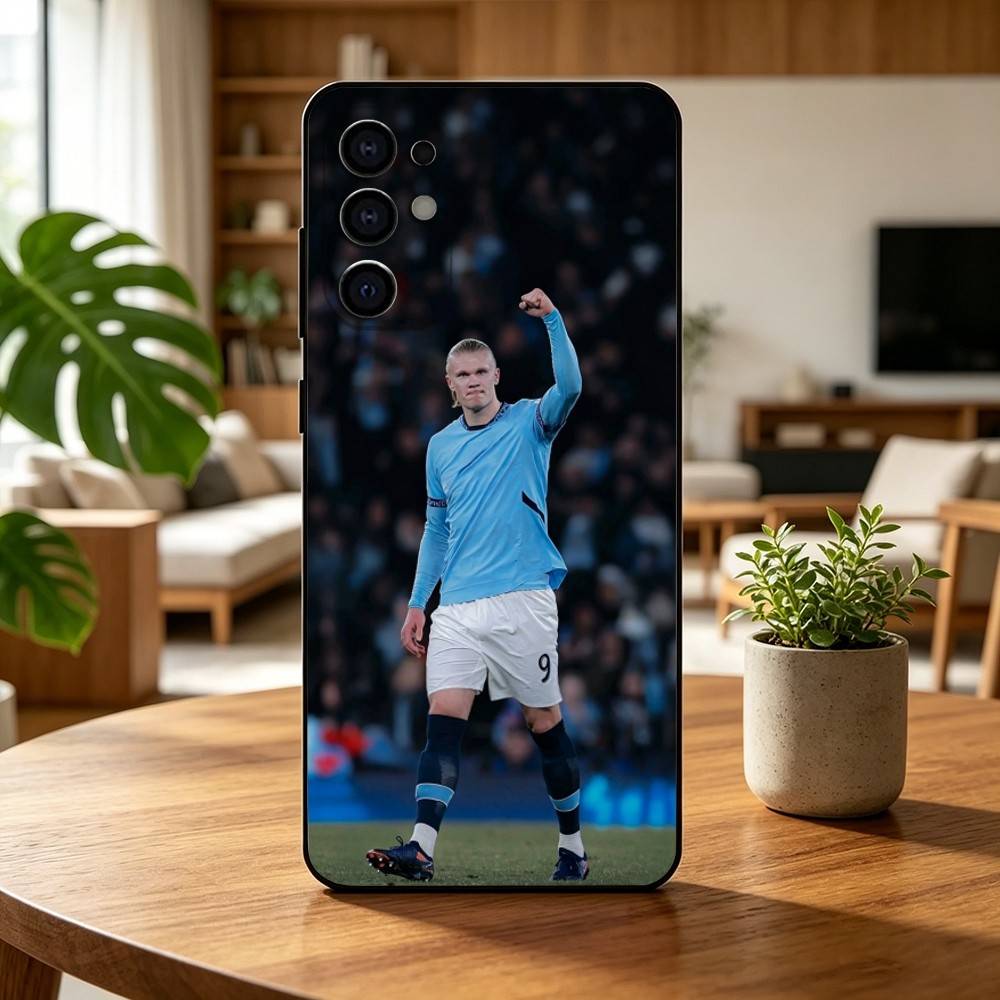 F-Football E-Erling H-Haaland  Phone Case For Samsung S25,S24,S21,S22,S23,S30,Ultra,S20,Plus,Fe,Lite,Note,10,Black Cover