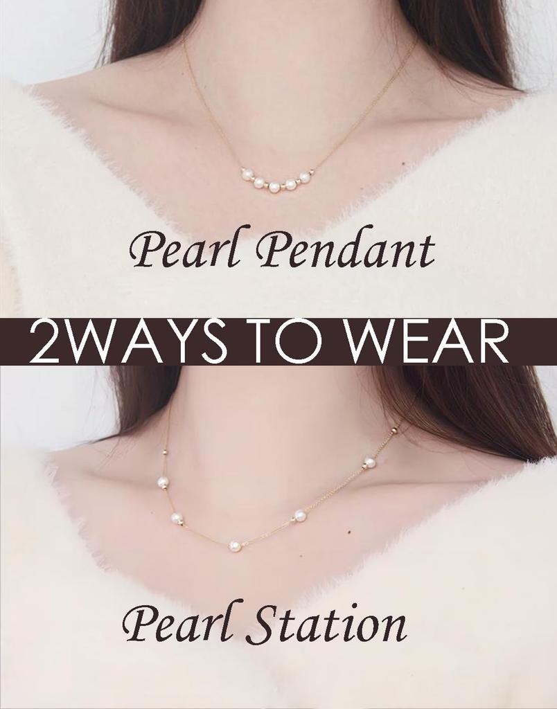 Genuine Pearl Necklace for White Freshwater 14K Handmade 45cm NP11J [Stjarna] Women, Pearl, 6-7mm, Gold, Necklace, Adjustable,