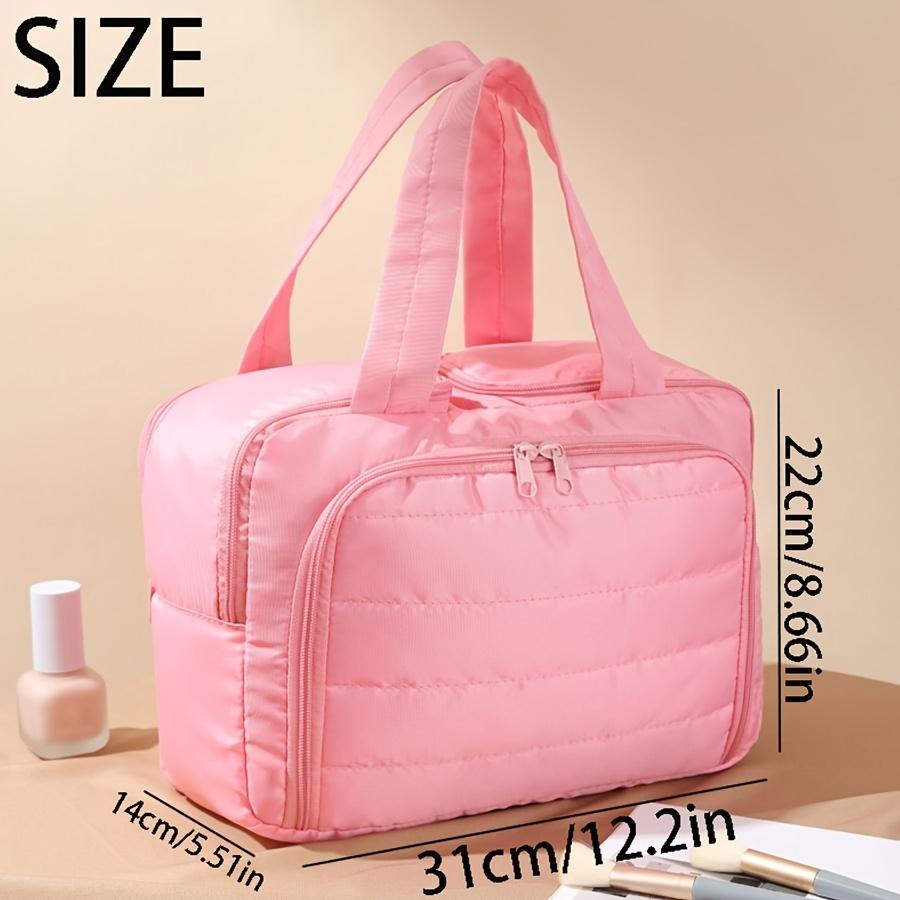 Large Capacity Quilted Makeup Bag - Portable Multifunctional Organizer with Layered Design, Durable Polyester, Business
