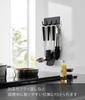 Yamazaki Jitsugyo 3688 Magnetic Kitchen Tool Hook 4 Rows Black Approx. W16.5 x D3.5 x H6cm Tower Floating Storage Easy Installation