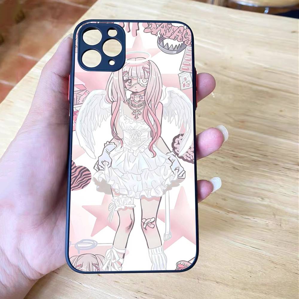 Angel tsundere girl anime cute frosted Shockproof For iPhone 16 15 11 12 13 14 Pro Max X XR XSMAX Mini Phone Case