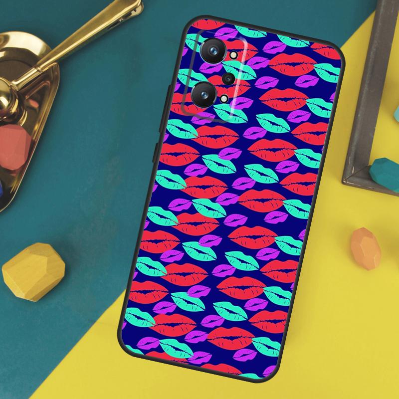 Kiss Me Lips Lipstick Case For Realme 10 11 12 13 14 Pro Plus GT 5 6 6T GT7 Pro C67 C61 C53 C51 C21Y C25S C55 C75