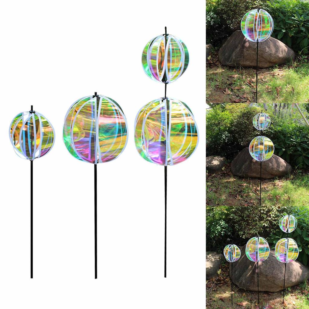 Reflective Windmill Pinwheels with Stakes for Garden Decor Bird Devices Deterrent Scare Birds Away from Yard Patio Farm
