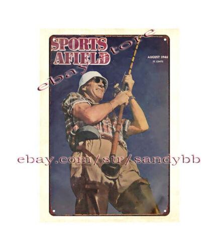 

1946 fishinghunting cover Fishing metal tin sign wall home tavernAluminum 20x30cm（7.8x11.8inch）
