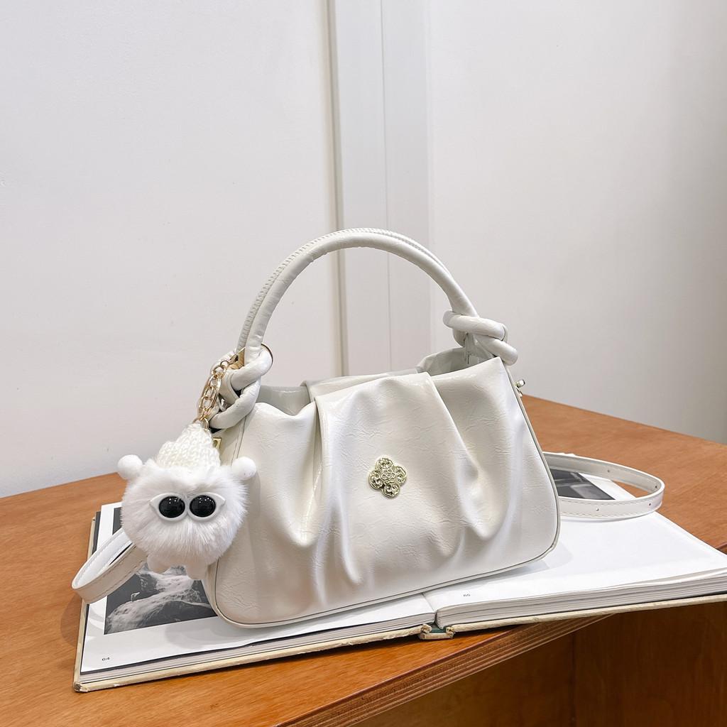 IELGY Portable Cloud Bag Cute Girl Pleated Crossbody Shoulder Bag