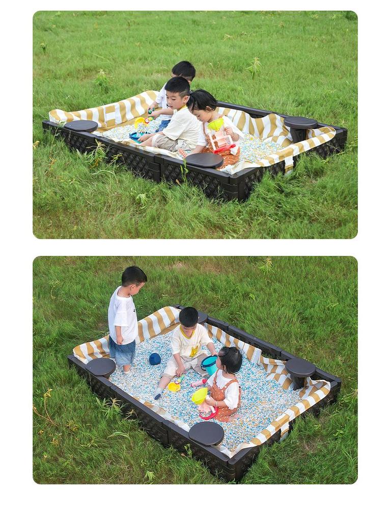 Abnehmbarer Indoor-/Outdoor-Kunststoff-Sandkasten für Kinder mit Zaun