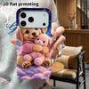 Phone Case: 2D flat design suitable for iPhone 18 17 16 15 14 13 Pro film protective case, couple style, golden retriever hugging a plush toy, Christm