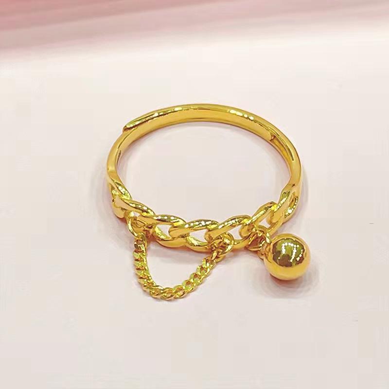 Vietnamese Sand Gold Adjustable Women s Ring, Brass Gold Plated, Korean Style Open Adjustable