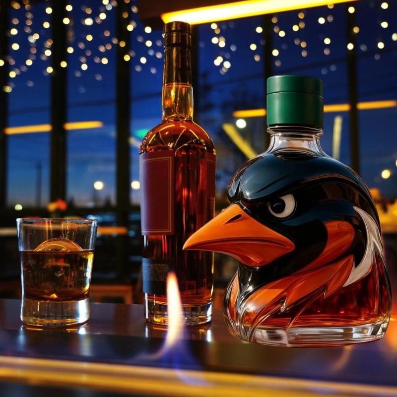 Hawks Head Themed Whiskeys Decanter With Leak Proof Lid For Cocktails Parties And Collectors Beverage Storage Solution