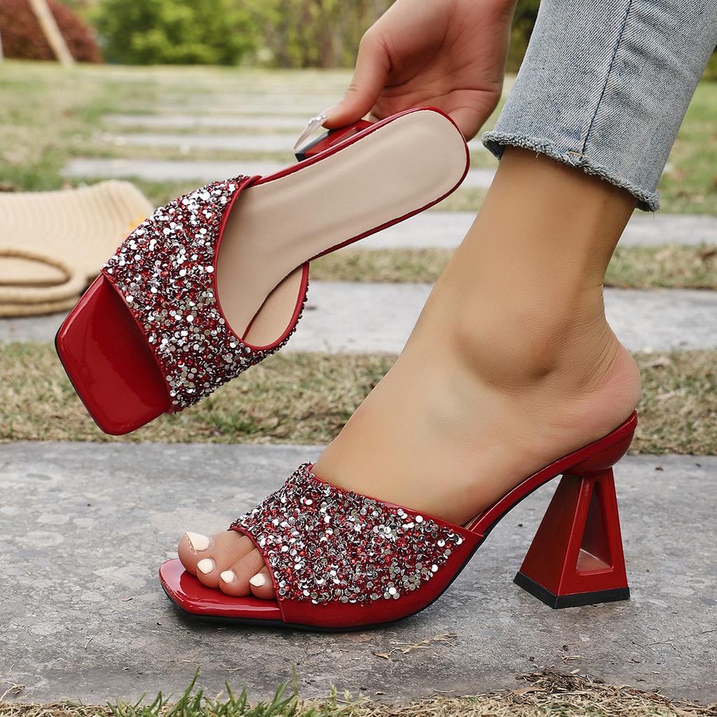 Fashion 2025 Summer Women Clear Strange High Heels Slippers Fashion Open Toe Stripper Party Pumps Slide Shoes