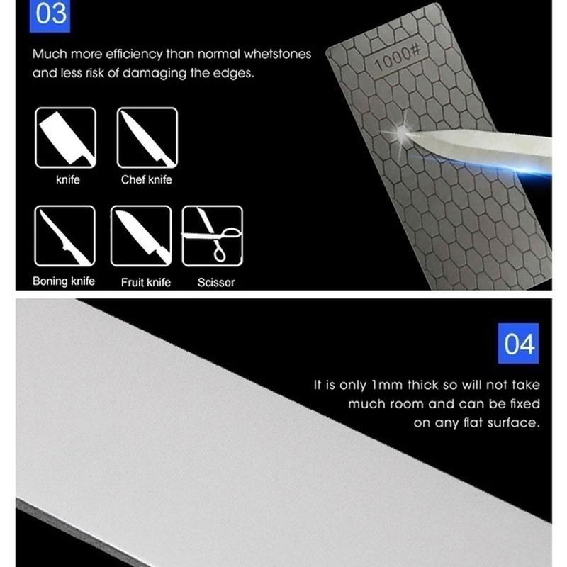 Kitchen Diamond Ultra-thin Knife Sharpening Stone Knife Sharpener Honeycomb Surface Whetstone Grindstone Cutter Tool (400# 1000# 600#)