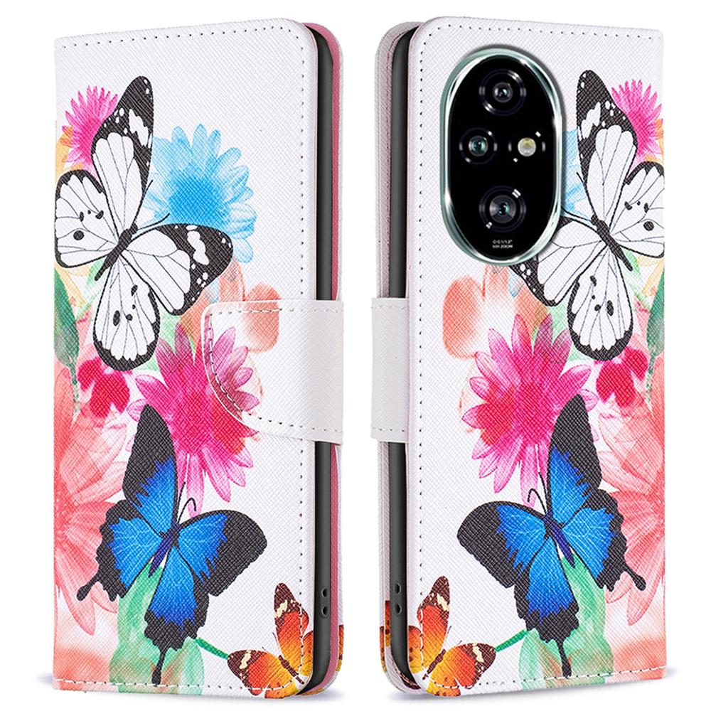 

For Honor 200 Pro 5G Case PU Leather Pattern Phone Cover Scratchproof Protect Two Butterflies