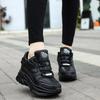 Fashion Fashion White Sneakers Women's High Platform Casual Shoes Height Increasi Leathe Shoes Thick Sole Trainers Tennis Sports Black