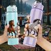 1PC Group Running Horse Animal Print 750ml Color Plastic Sports Water Bottle Leakproof Flip Straw Lid Suitable for Sports Office Home Use
