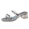 Fashion Butterfly-Knot Shoes Woman 2025 Glitter Slides Slippers Casual Square heel  Jelly Luxury Block New Butterfly-knot