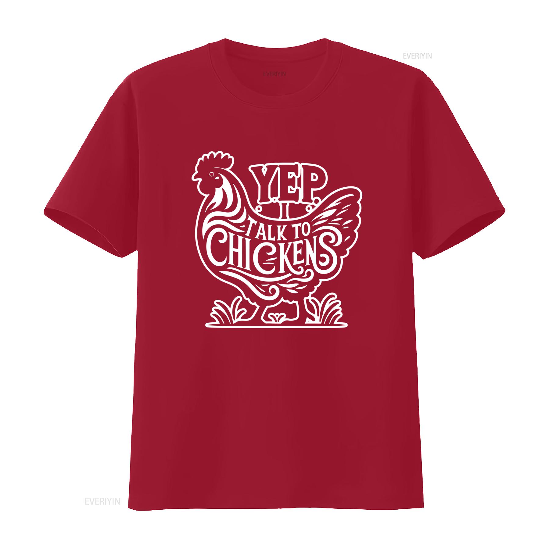 Yep I Talk To Chickens Funny Chicken T Shirt for Mom Dad Farmer Lover Farm Life  vintage Washed streetwear designer clothes S
