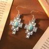 Bohemian Ethnic Style Earrings: Rhinestone & Turquoise Pendant for Women - Retro Versatile Design