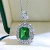 Lulu Tong 2022 Women's Luxury 925 Silver Retro Necklace with 4ct Nano Green Pendant