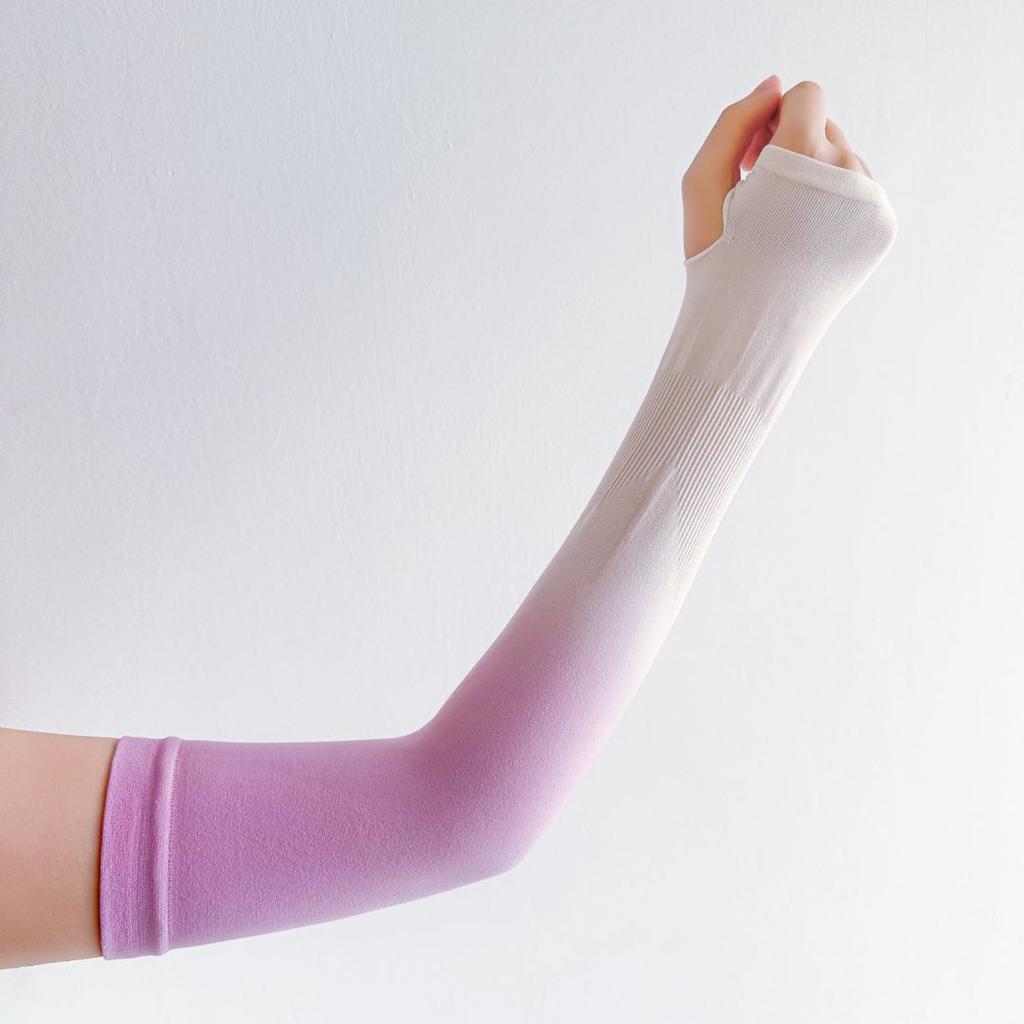 Unisex Summer UV Protection Arm Sleeves Gradient Color Ice Silk Cooling Sleeves