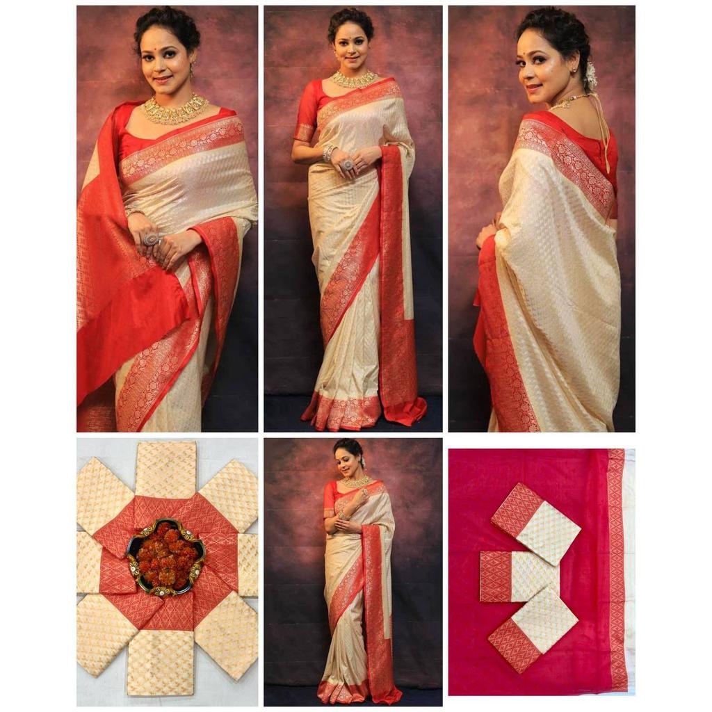 Premium Royal Lichi Silk Saree – Rich Pallu with Designer Brocade Blouse