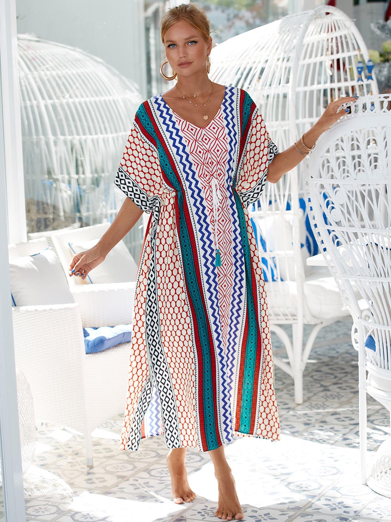 

Районный принт, халат на кулиске, пляжная накидка - 11 цветов One Size