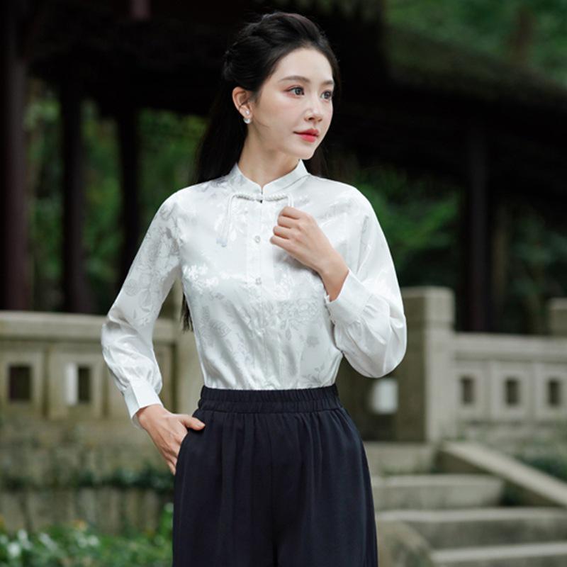 

Элегантный ретро жаккардовый жилет и черные брюки широкого кроя Дзен Чайный Модный Комплект XXXL