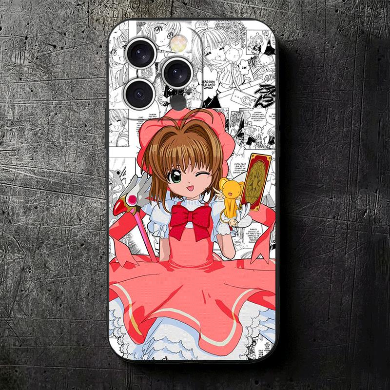 CardCaptor Sakura Anime Soft Phone Case for iPhone 16 16E 17 Air 15 Pro Max 14 Plus 13 Mini 11 12 7 Black Cover Back Shell