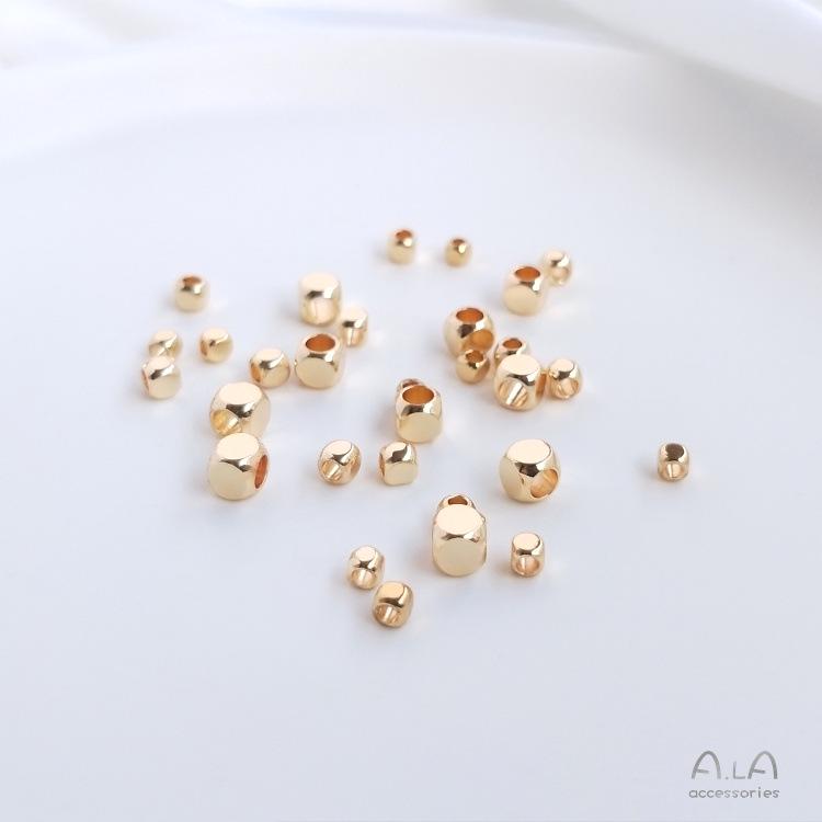 

14K Gold Filled Faceted Square Bead Spacers for DIY Jewelry Bracelet and Earring Making 2.5mm Beads (10 pcs)