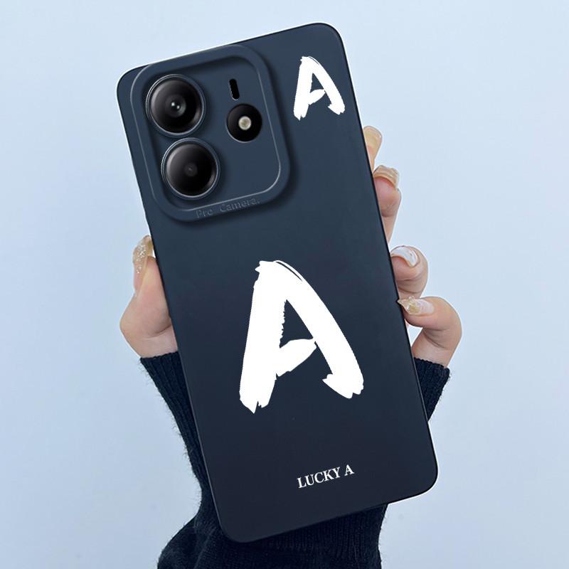 For Xiaomi Redmi Note 14 5G Cover Case Lucky Initial Letter Couple Silicone Soft Matte Phone Bumper for Redmi Note14 5G Casing