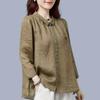 Cotton and Linen Shirt Women's Spring and Autumn Loose and Thin Western Style Women's Loose All-match Blouse Shirt