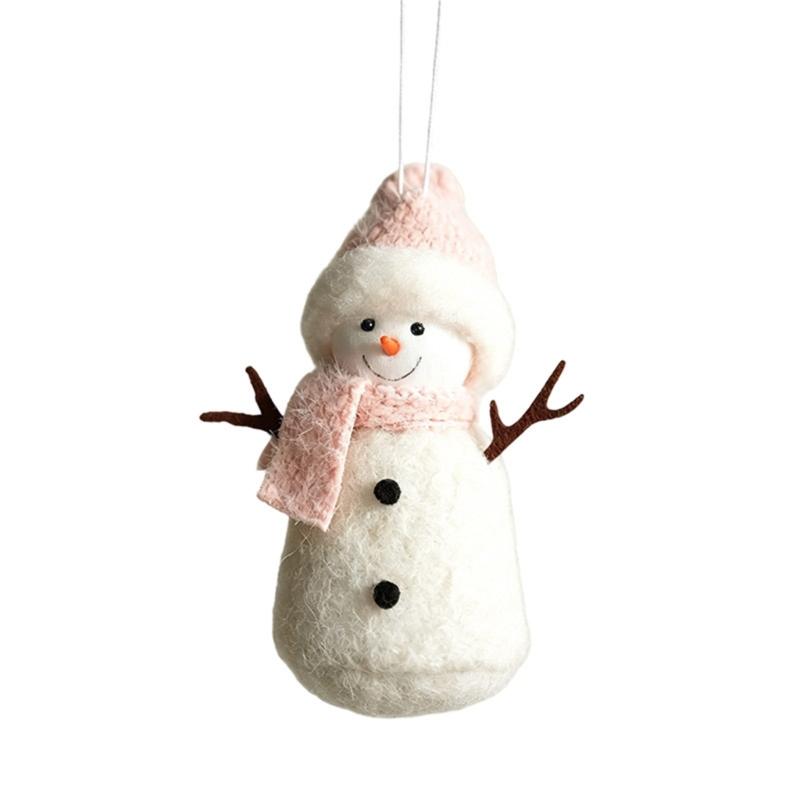 Seasonal Display Character Ornament, Soft Fabric Snowman Tree Decoration with Loop for Shelf Wreath and Winter Indoor Use
