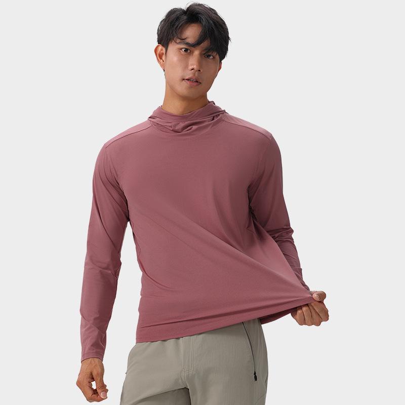Men's Lightweight Quick-Dry Nylon Hoodie - Long Sleeve, Breathable Casual Sportswear for Autumn