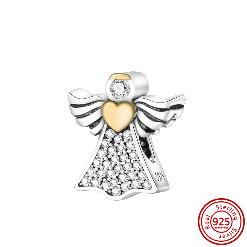 100% 925 Sterling copper Demon Skull Pumpkin Cross Angel Wings Heart Beads Fit Original Pantaro Charms Bracelet DIY Zircon Gift