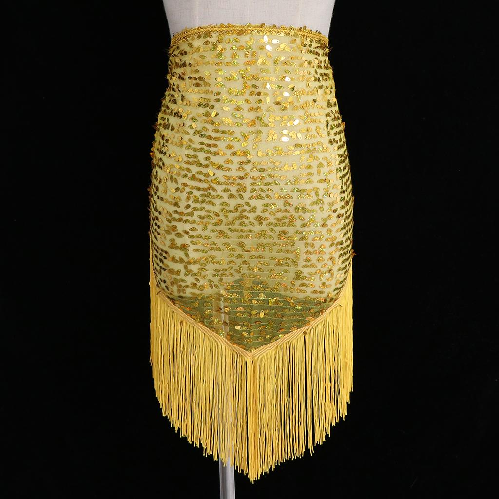 

Belly Dance Hip Scarf Waist Belt Triangle Wrap Skirt Performance Costumes жовтий