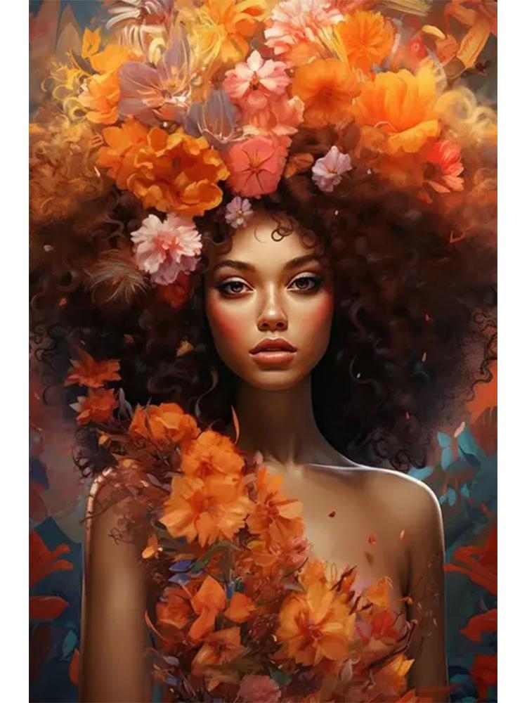 Abstract African Black Female Portrait 5DDIY Diamond Painting Art Cross Embroidery African Girl Painting Living Room Decoration