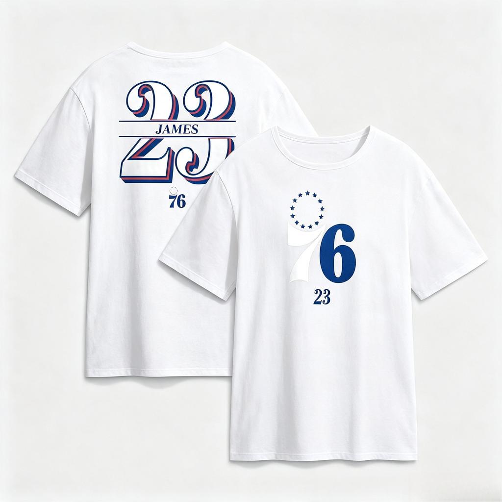 LeBron James Stagione 26-27 Philadelphia 76ers Maglietta Nome e Numero Uomo Donna Oversize Allenamento Sportiva Manica Corta Abbigliamento Femminile Maschile