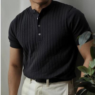 2023 Trendiges einfarbiges Herren-Poloshirt mit kurzen Ärmeln